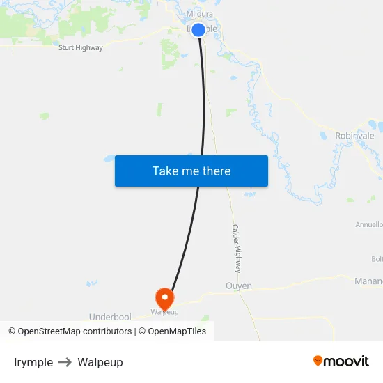 Irymple to Walpeup map