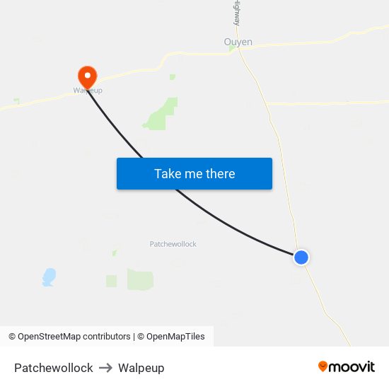 Patchewollock to Walpeup map