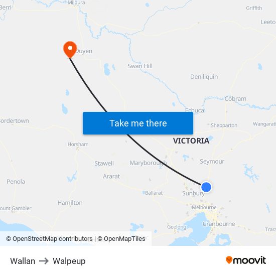 Wallan to Walpeup map