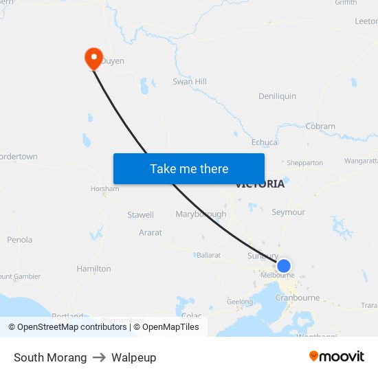 South Morang to Walpeup map