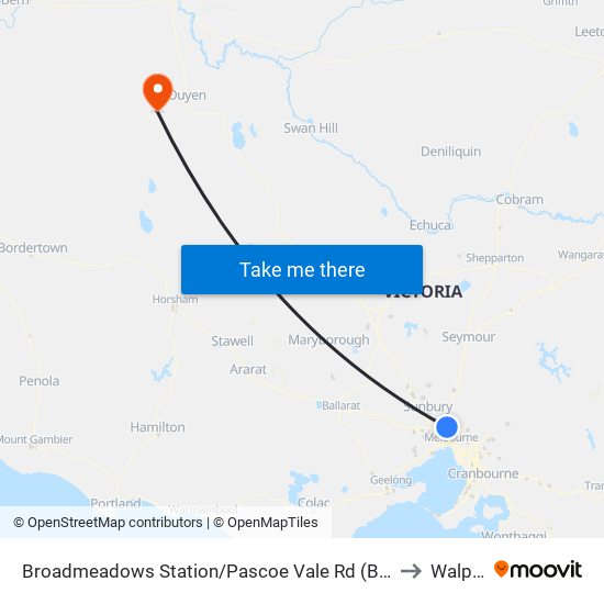 Broadmeadows Station/Pascoe Vale Rd (Broadmeadows) to Walpeup map