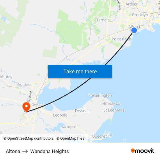 Altona to Wandana Heights map