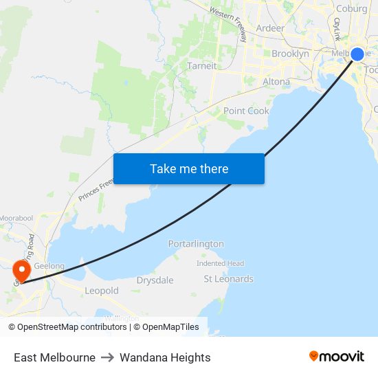 East Melbourne to Wandana Heights map