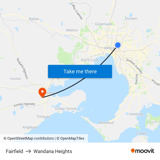 Fairfield to Wandana Heights map