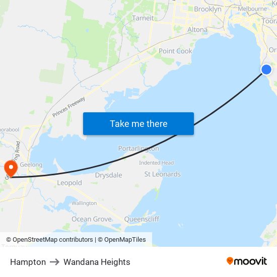 Hampton to Wandana Heights map