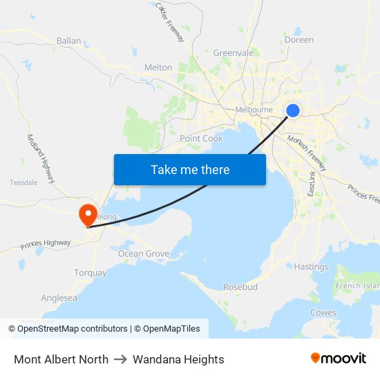 Mont Albert North to Wandana Heights map