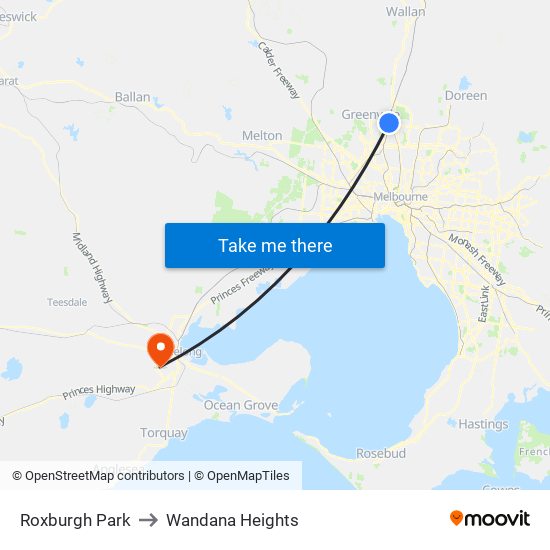 Roxburgh Park to Wandana Heights map