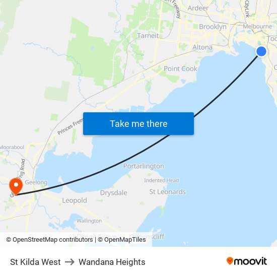 St Kilda West to Wandana Heights map
