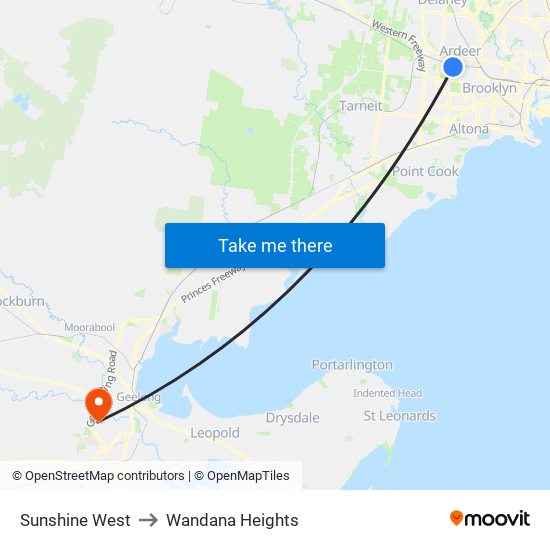 Sunshine West to Wandana Heights map