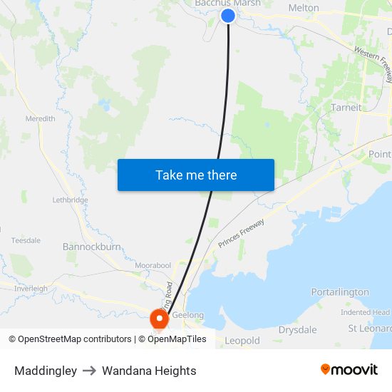 Maddingley to Wandana Heights map