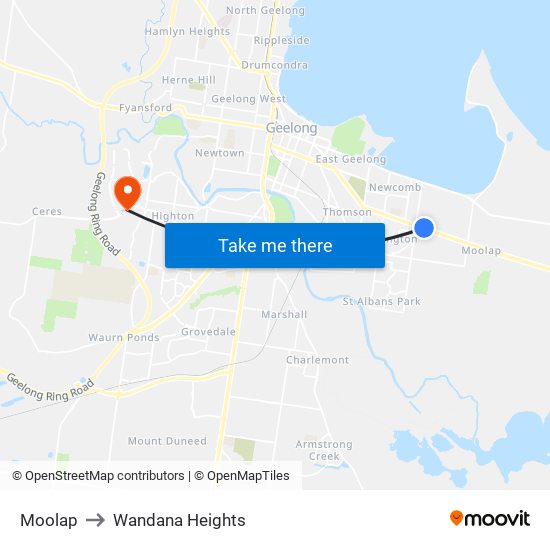 Moolap to Wandana Heights map