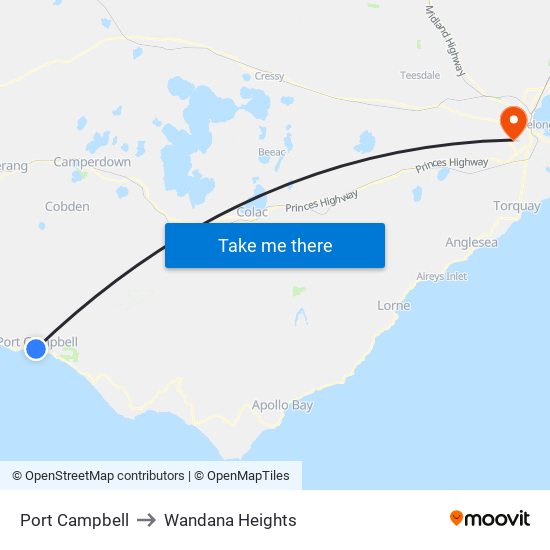 Port Campbell to Wandana Heights map