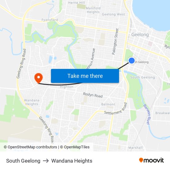 South Geelong to Wandana Heights map