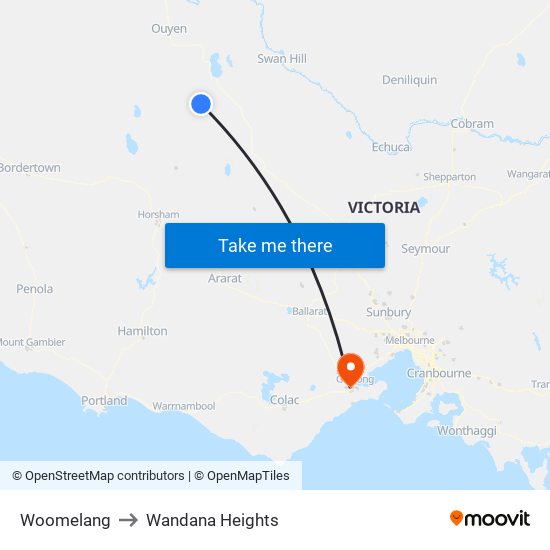 Woomelang to Wandana Heights map