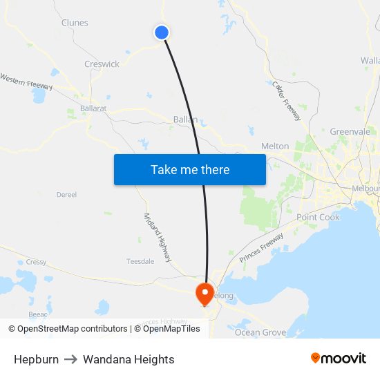 Hepburn to Wandana Heights map