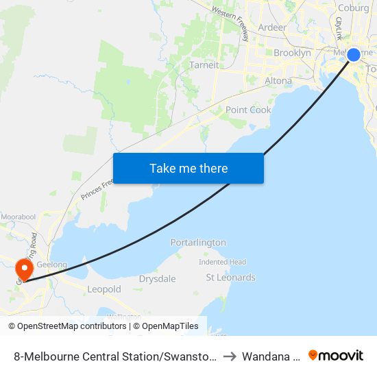 8-Melbourne Central Station/Swanston St (Melbourne City) to Wandana Heights map