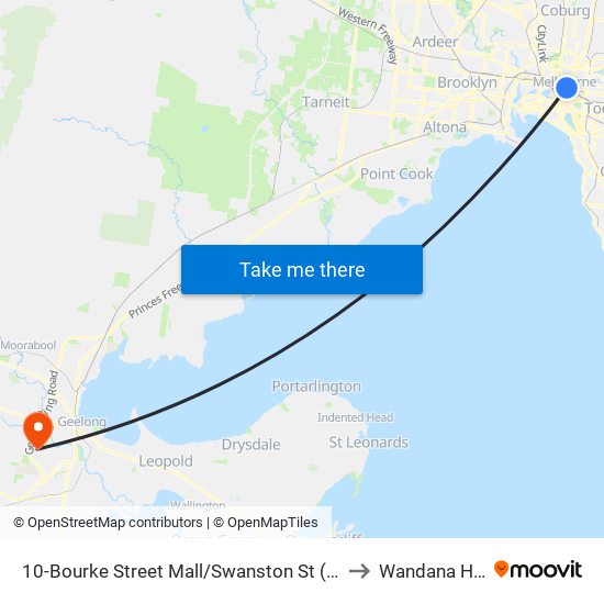 10-Bourke Street Mall/Swanston St (Melbourne City) to Wandana Heights map