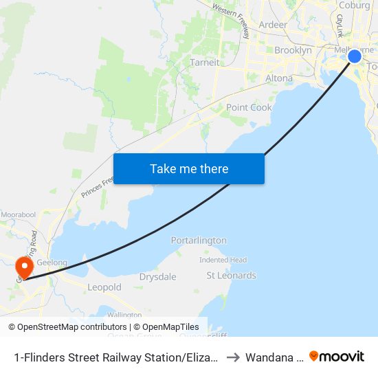 1-Flinders Street Railway Station/Elizabeth St (Melbourne City) to Wandana Heights map