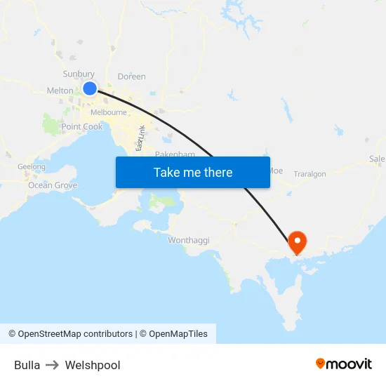 Bulla to Welshpool map