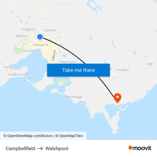 Campbellfield to Welshpool map