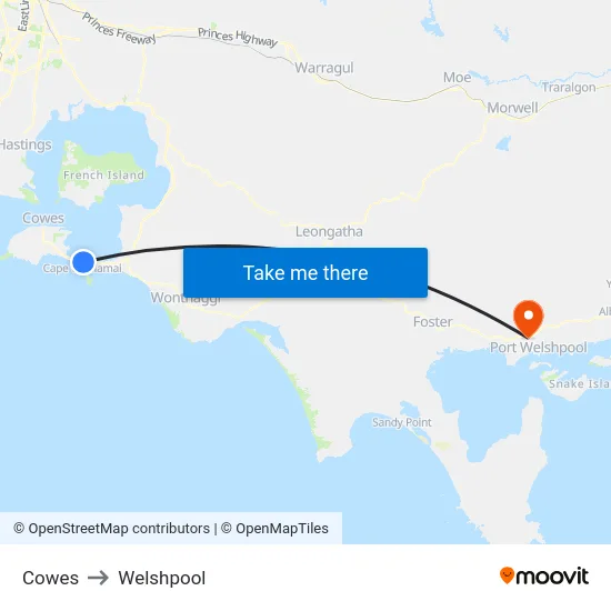 Cowes to Welshpool map