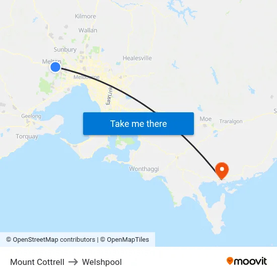 Mount Cottrell to Welshpool map