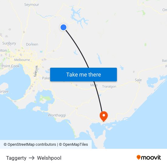 Taggerty to Welshpool map