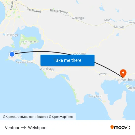 Ventnor to Welshpool map