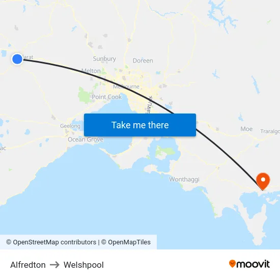 Alfredton to Welshpool map