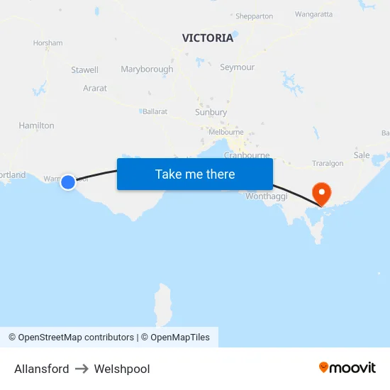 Allansford to Welshpool map