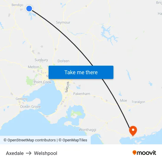 Axedale to Welshpool map