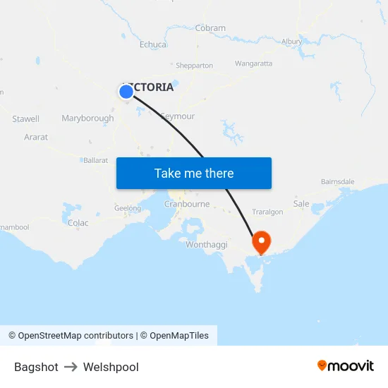 Bagshot to Welshpool map