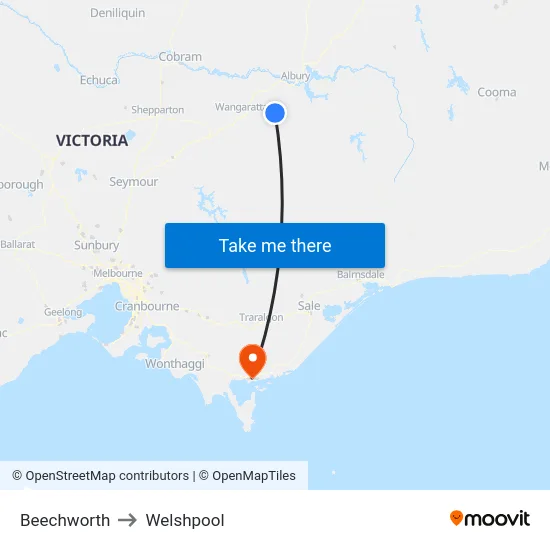 Beechworth to Welshpool map