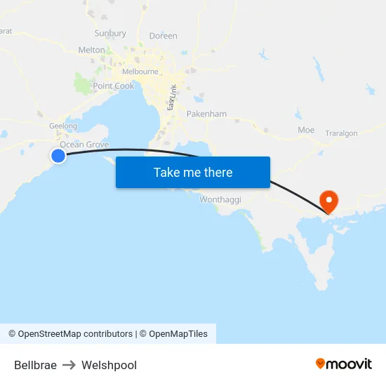Bellbrae to Welshpool map