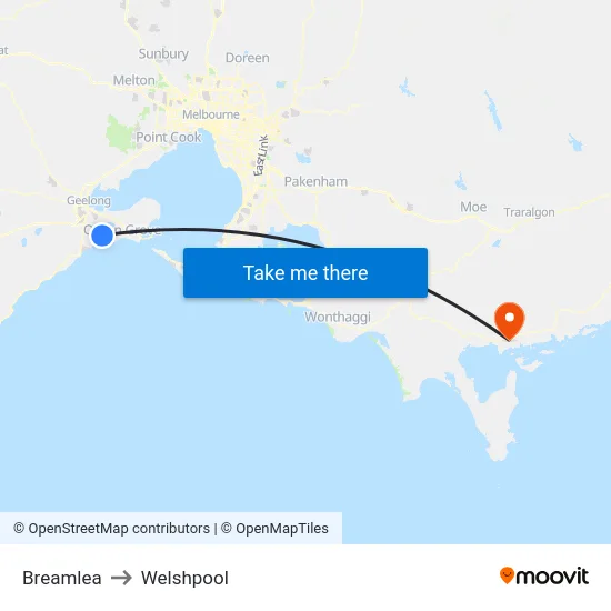 Breamlea to Welshpool map