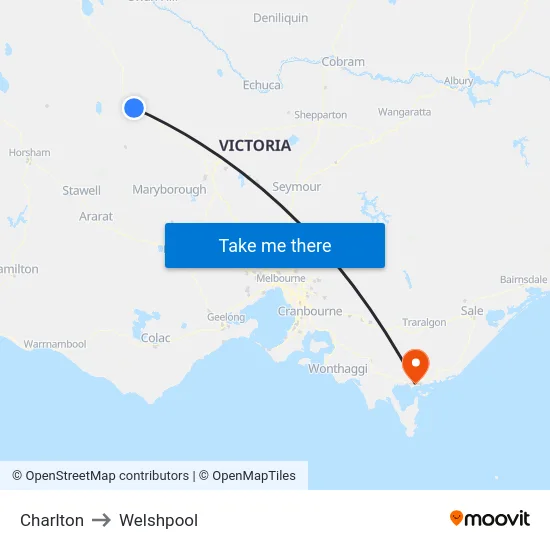 Charlton to Welshpool map
