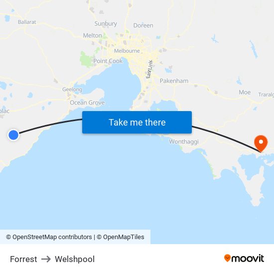 Forrest to Welshpool map