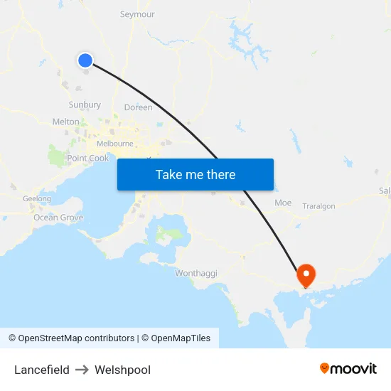 Lancefield to Welshpool map