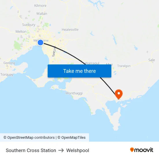 Southern Cross Station to Welshpool map