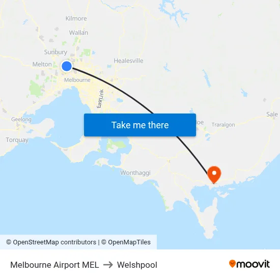 Melbourne Airport MEL to Welshpool map