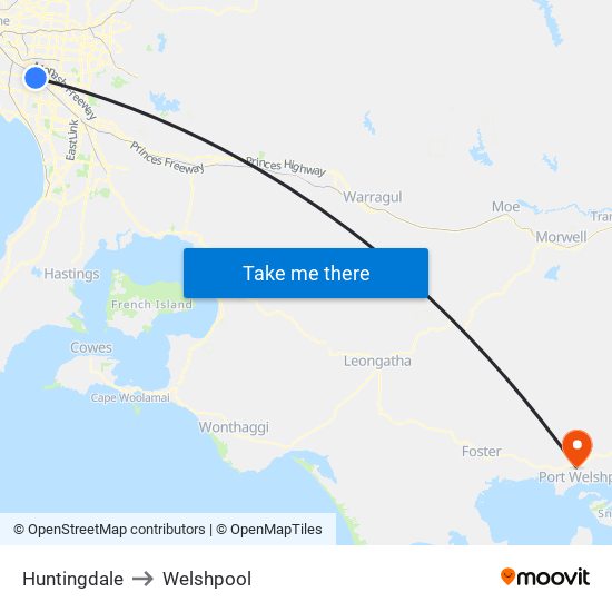 Huntingdale to Welshpool map