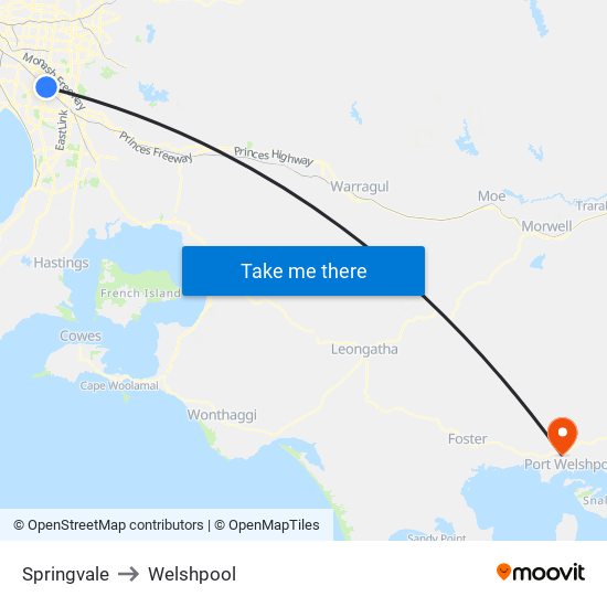 Springvale to Welshpool map