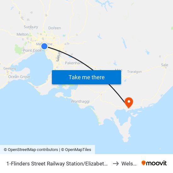 1-Flinders Street Railway Station/Elizabeth St (Melbourne City) to Welshpool map