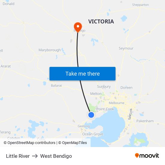 Little River to West Bendigo map