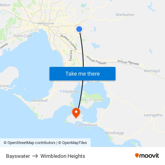 Bayswater to Wimbledon Heights map