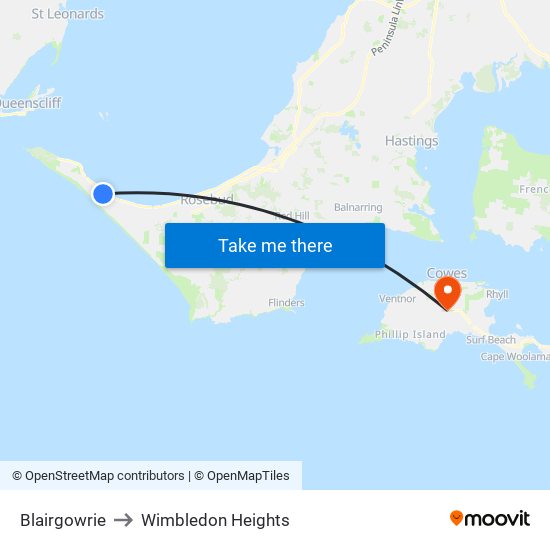 Blairgowrie to Wimbledon Heights map