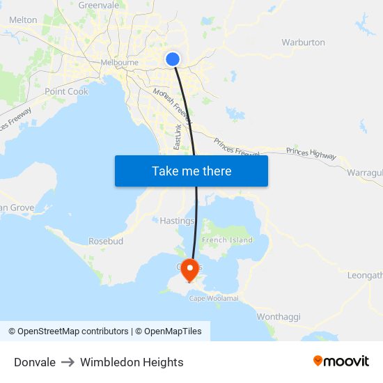 Donvale to Wimbledon Heights map