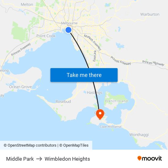 Middle Park to Wimbledon Heights map