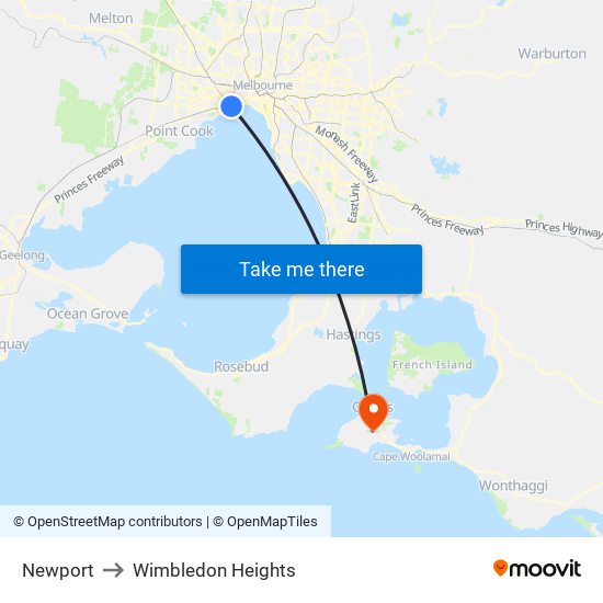 Newport to Wimbledon Heights map