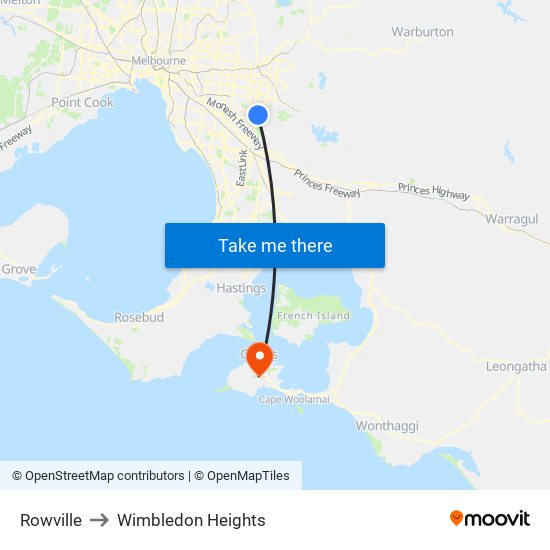 Rowville to Wimbledon Heights map